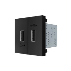 Двойная розетка USB LIVOLO черная, с блоком питания 2×USB-A 5V/2.1A, 2×10Вт, модуль (VL-FCUA-2BP)