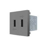 Подвійна розетка USB LIVOLO сіра, з блоком живлення 2×USB-A 5V/2.1A, 2×10Вт, модуль (VL-FCUA-2IP)