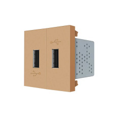 Подвійна розетка USB LIVOLO золота, з блоком живлення 2×USB-A 5V/2.1A, 2×10Вт, модуль (VL-FCUA-2AP)