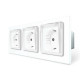 Потрійна електрична розетка вологозахисна з кришкою IP44 з заземленням, LIVOLO, біла, скляна матова 