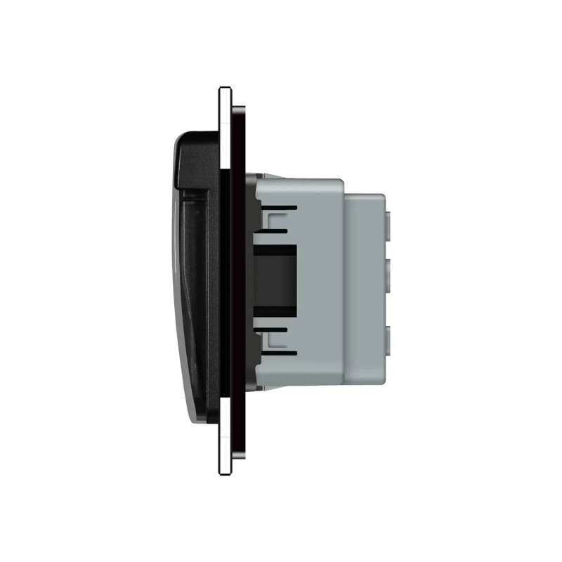 Потрійна електрична розетка вологозахисна з кришкою IP44 з заземленням, LIVOLO, чорна, скляна матова