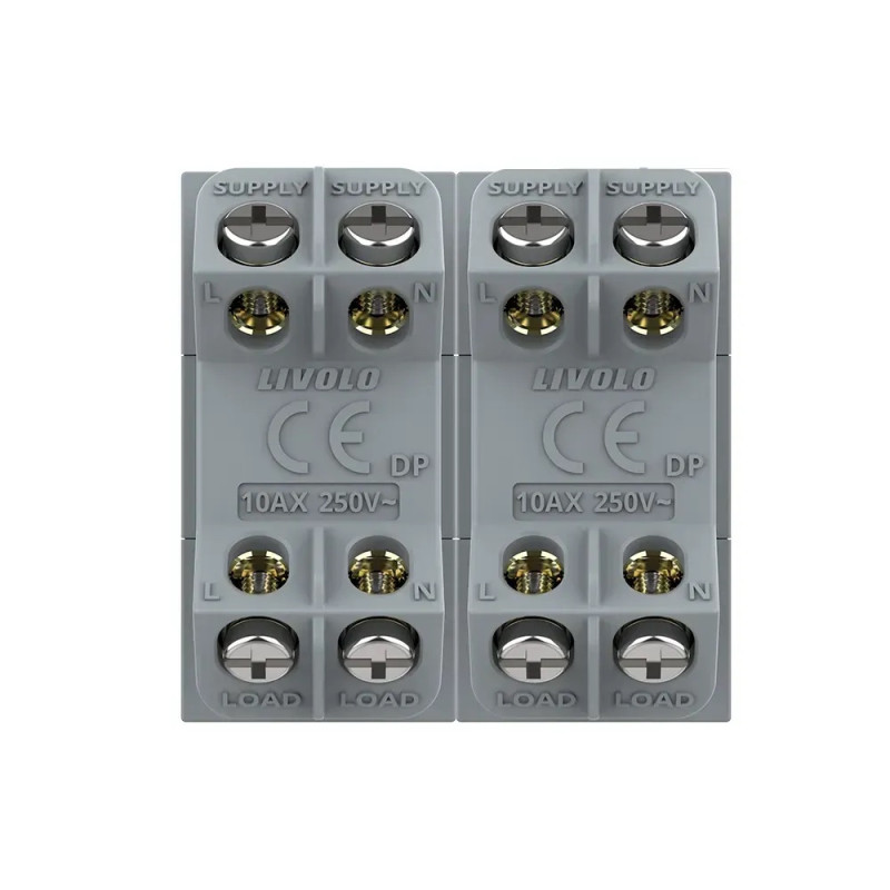 Перекрестный (крестовый) выключатель LIVOLO, 2-клавишный, белый, модуль без рамки (VL-FCMM10A-1WP)