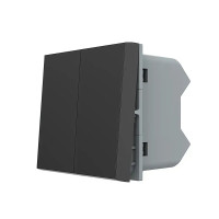 Перехресний (хрестовий) вимикач LIVOLO, 2-клавішний, чорний, модуль без рамки(VL-FCMM10A-1BP)