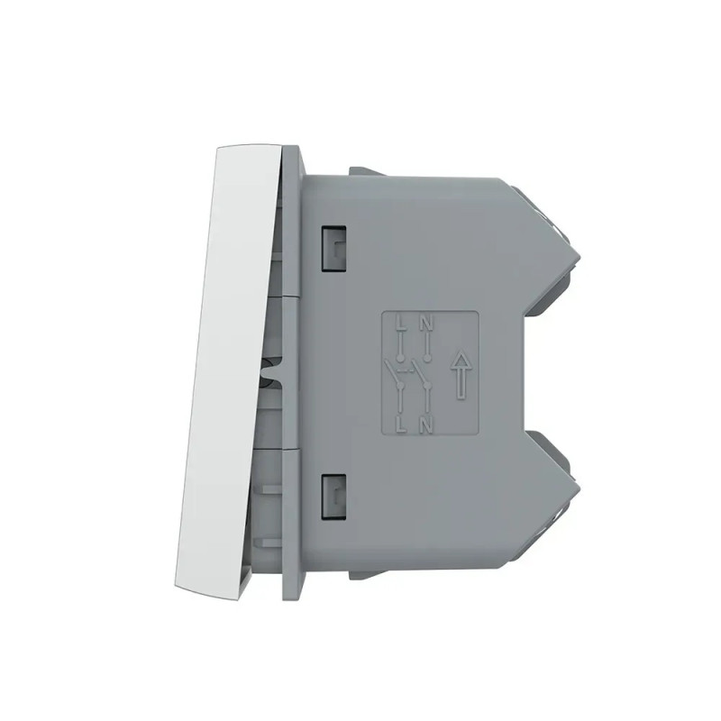 Перехресний (хрестовий) вимикач LIVOLO, 2-клавішний, сірий, модуль без рамки (VL-FCMM10A-1IP)