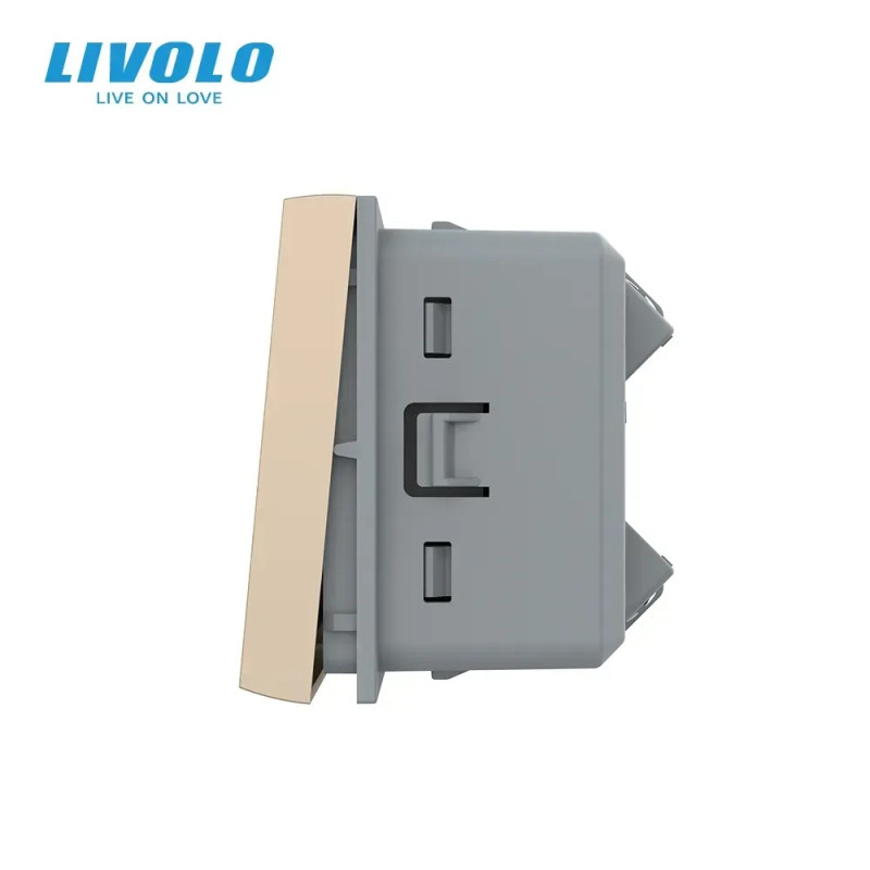 Перекрестный (крестовый) выключатель LIVOLO, золотой, модуль без рамки (VL-FCMM10A-2AP)