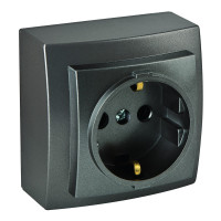 Розетка Nilson Themis антрацит 1-я с заземлением ( 26161017 )