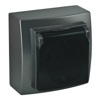 Розетка Nilson Themis антрацит 1-я с заземлением с крышкой ( 26161018 )