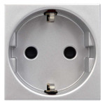 Розетка Zenit серебряная 1-я с заземлением и защитными шторками ( 2CLA228800N1301 )