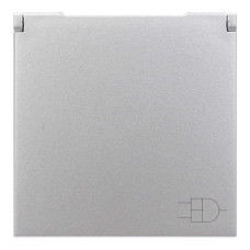 Розетка Zenit серебряная 1-я с заземлением и защитными шторками и крышкой ( 2CLA228810N1301 )