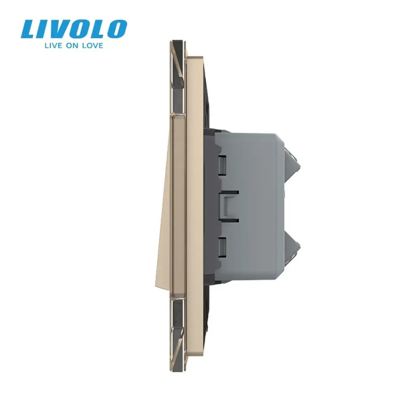 Одноклавішний перехресний вимикач Livolo золото скло (VL-C7FCMM10A-2AP)