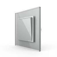 Одноклавишный проходной выключатель Livolo серое стекло (VL-С7FCMKS-2IP)