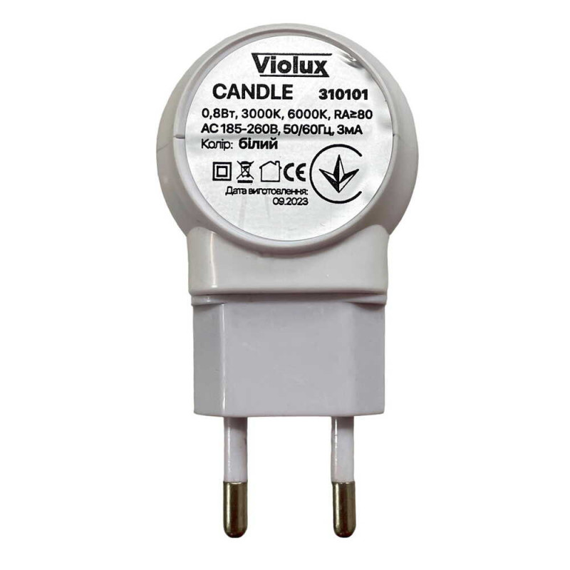 Нічник LED CANDLE 0,8W з кнопкою білий VIOLUX 310101