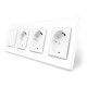 Одноклавішний вимикач з потрійною розеткою Livolo білий скло (VL-C7K1/FCTC16A/FCTC16A/FCTC16A-8WP)