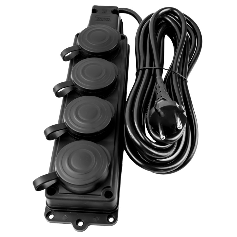 Подовжувач Violux 4p 5м без заземлення чорний IP44 каучук ( 934052 )