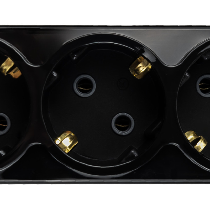 Колодка Violux 3-я с заземлением черная с выключателем ( 910290 )