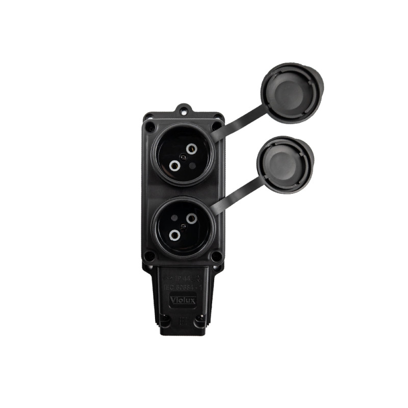 Колодка Violux каучук настінна 2-на без заземлення з кришкою IP44 ( 930700 )