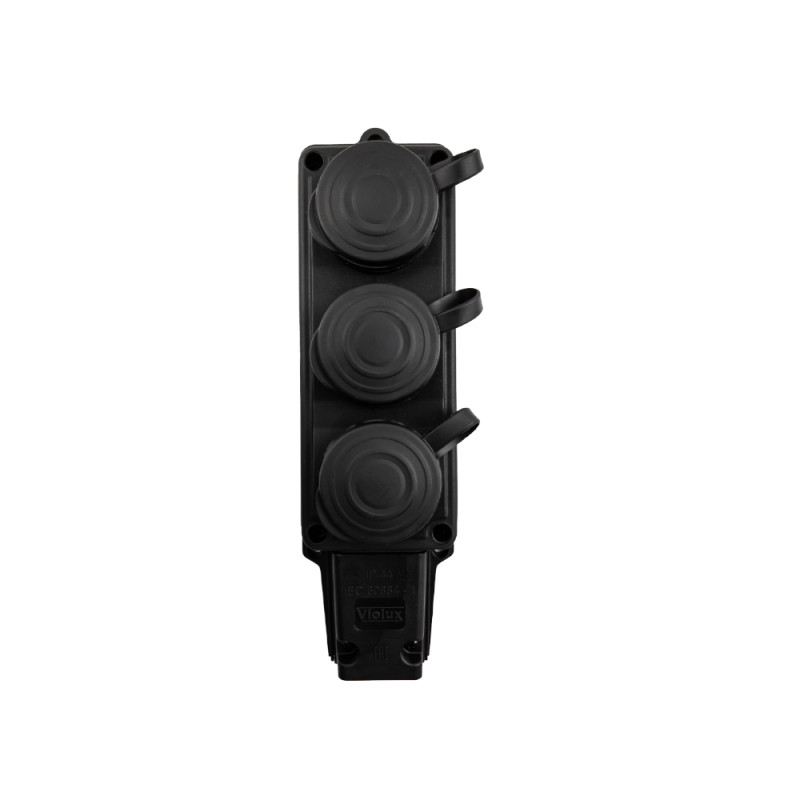Колодка Violux каучук настінна 3-на без заземлення з кришкою IP44 ( 930710 )