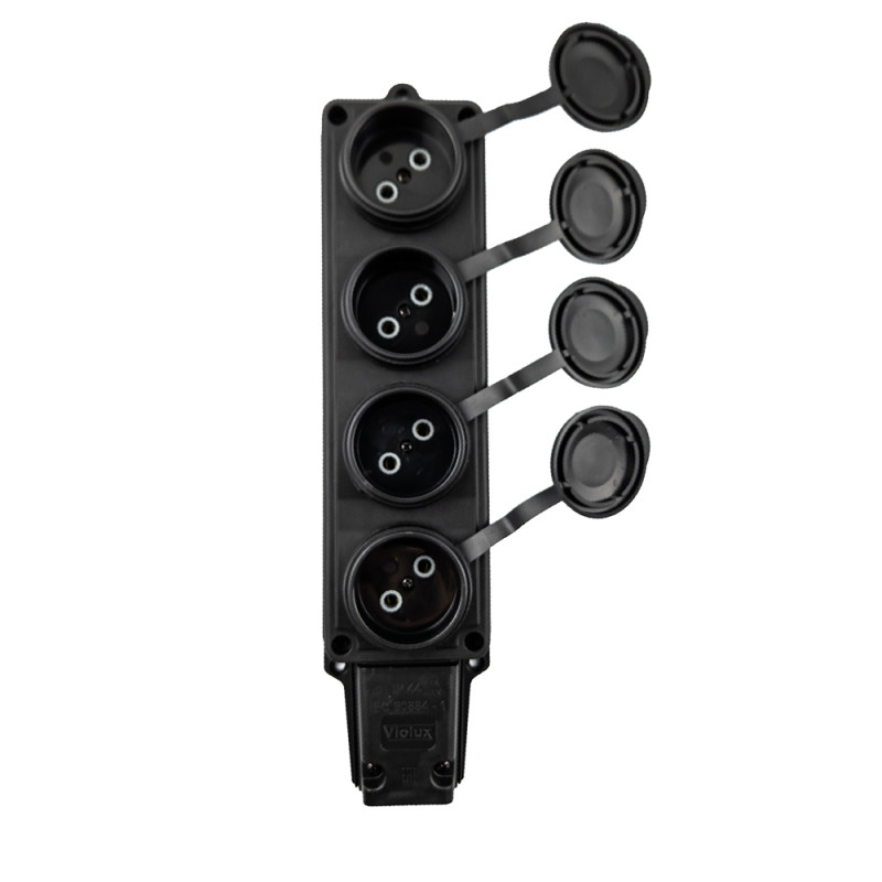 Колодка Violux каучук настенная 4-я без заземления с крышкой IP44 ( 930720 )