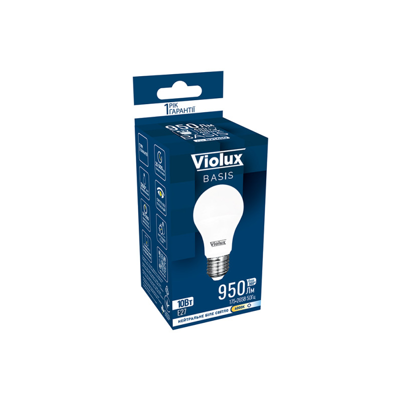 Лампа світлодіодна BASIS A60 10W E27 4000K Violux 821410