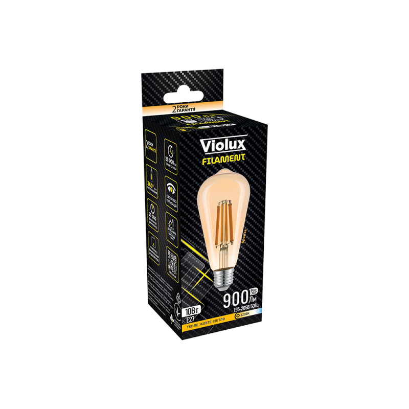 Лампа светодиодная FILAMENT ST64 10W E27 2200K (бронза) Violux 836012