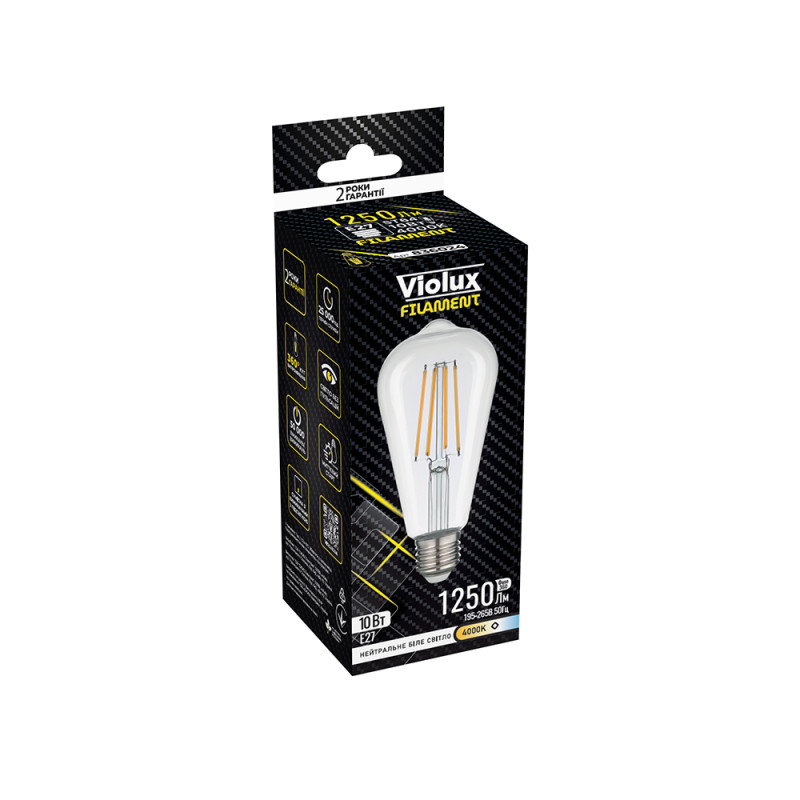 Лампа светодиодная FILAMENT ST64 10W E27 4000К Violux 836024