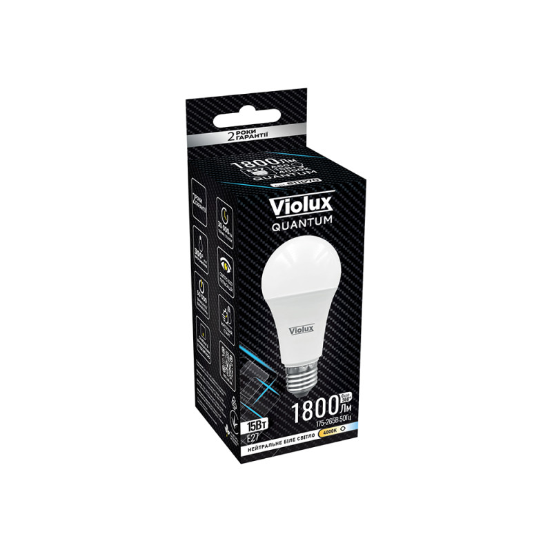 Светодиодная лампа QUANTUM A60 15W E27 4000K Violux 811070