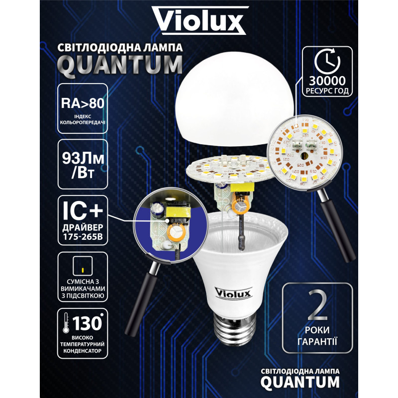 Светодиодная лампа QUANTUM A67 18W E27 6400K Violux 811102