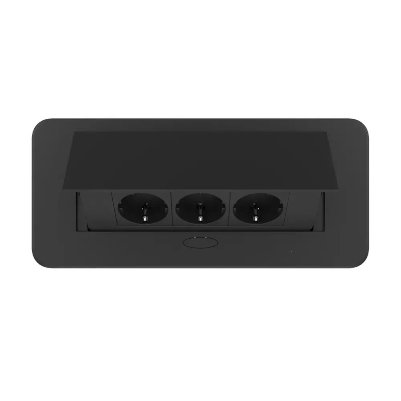 Мебельная розетка тройная LIVOLO черная, встроенная в столешницу, для кухни/офиса/конференц-зала, выдвижная