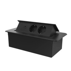 Меблева розетка потрійна LIVOLO чорна, вбудована у стільницю, з USB Type-C 45 Вт, висувна, з заземле