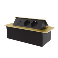 Мебельная розетка тройная LIVOLO золотая, встроенная в столешницу, с USB Type-C 45 Вт, выдвижная, из заземл.