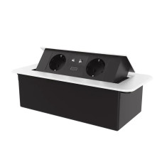 Мебельная розетка тройная LIVOLO белая, встроенная в столешницу, с USB 10 Вт, универсальной розеткой 2-в.