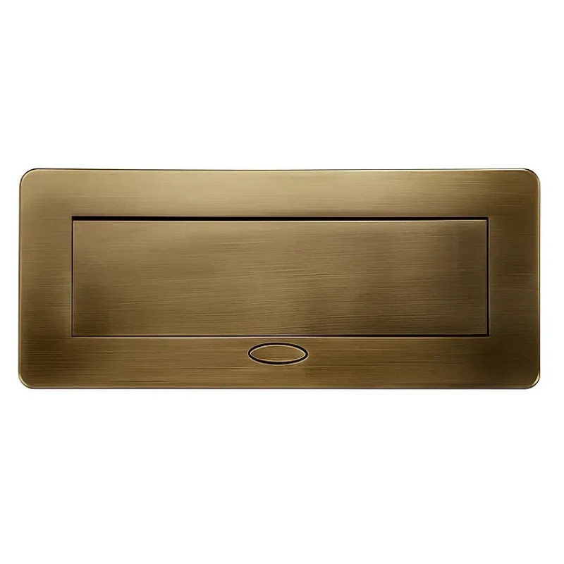 Меблева розетка потрійна LIVOLO бронзова, вбудована у стільницю, для кухні/офісу/конференц-залу, вис