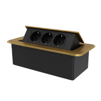 Мебельная розетка тройная LIVOLO бронзовая, встроенная в столешницу, для кухни/офиса/конференц-зала, выс.