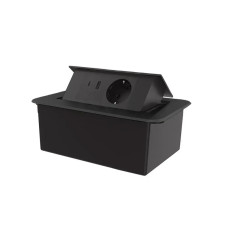 Меблева розетка LIVOLO чорна, вбудована у стільницю, з USB-A і USB Type-C 36 Вт, висувна, з заземлен