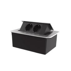 Меблева розетка подвійна LIVOLO срібна, вбудована у стільницю, для кухні/офісу/конференц-залу, висув