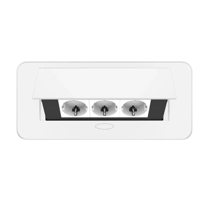 Меблева розетка потрійна LIVOLO біла, вбудована у стільницю, для кухні/офісу/конференц-залу, висувна