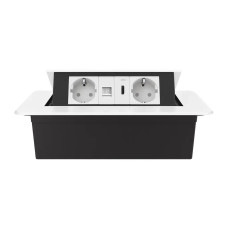 Мебельная розетка тройная LIVOLO белая, встроенная в столешницу для офиса/конференц-зала/кухни.