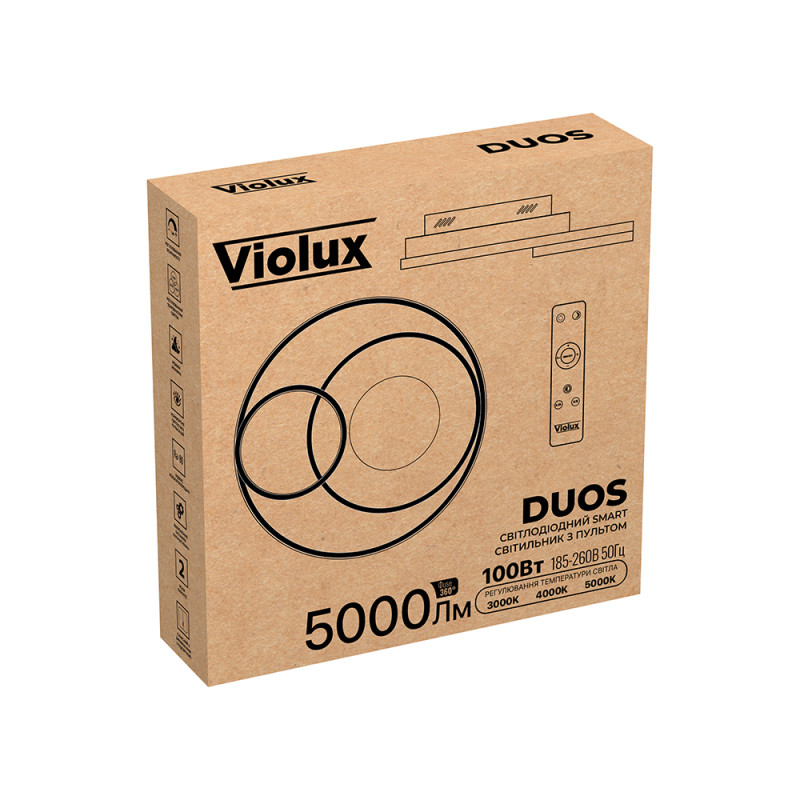 Светодиодный Smart светильник DUOS+пульт круг 100W 3000-5000K IP20 черный ( 220785 )