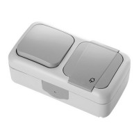 Выключатель VI-KO Palmiye 1кл+роз.з/з.ИР54 серый 90555581