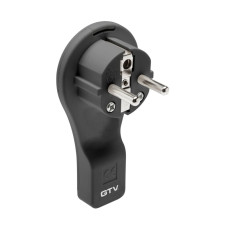 Вилка электрическая плоская угловая черная 16A 250V GTV (AE-VA1UNI-10) 