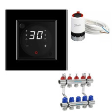 Комплект управления водяным теплым полом LIVOLO черное стекло (VL-C7FCQ1-D88H3142-2BP)