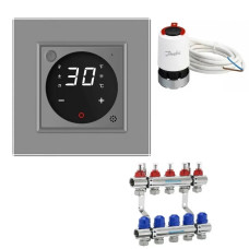 Комплект управления водяным теплым полом LIVOLO серое стекло (VL-C7FCQ1-D88H3142-2IP)