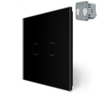 Комплект беспроводной сенсорный выключатель из реле 2 канала Livolo черное стекло (VL-XR008-B/FC2Z2-2G)