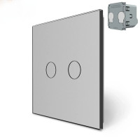 Комплект беспроводной сенсорный выключатель из реле 2 канала Livolo серое стекло (VL-XR008-I/FC2Z2-2G)