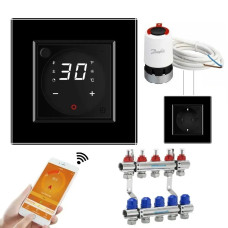 Комплект дистанционного управления водяным теплым полом LIVOLO черный, матовая стеклянная рамка