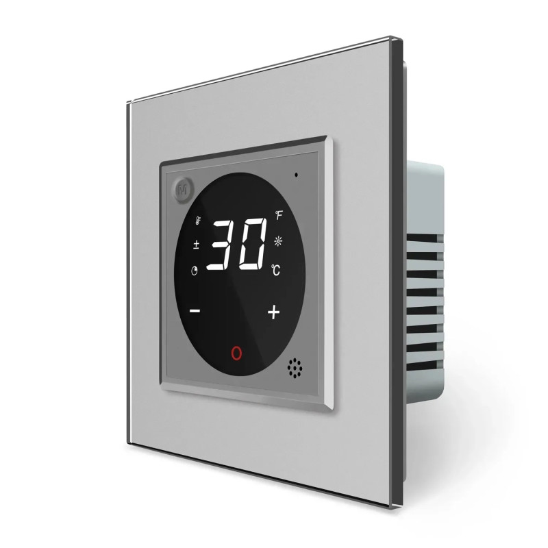 Комплект дистанційного керування водяною теплою підлогою LIVOLO сірий, матова скляна рамка