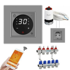 Комплект дистанционного управления водяным теплым полом LIVOLO серое стекло (VL-C7FCEZ-TC16AZ-2IP)