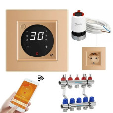 Комплект дистанционного управления водяным теплым полом LIVOLO золотое стекло (VL-C7FCEZ-TC16AZ-2AP)