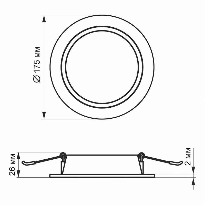 Светодиодный светильник Back встроенный круглый VIDEX 15W 5000K Black (VL-DLBR-155B)