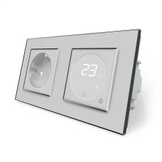 Комбінований терморегулятор (термостат) програмований для електричної теплої підлоги та розетка LIVO